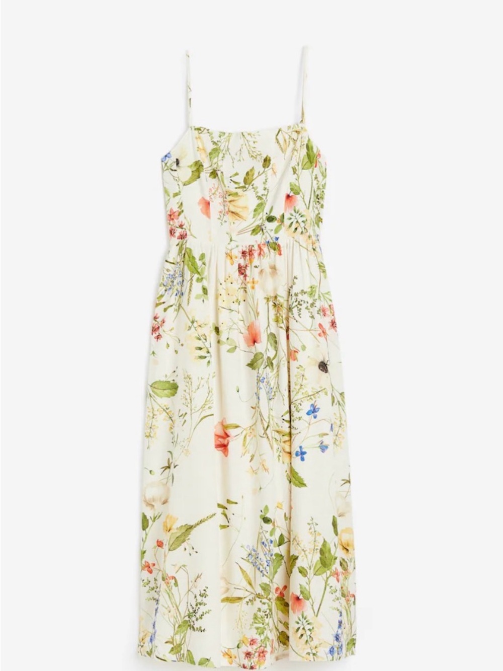 H&M Floral Spaghetti Strap Maxi Dress - Cream with Multicolor Floral Print